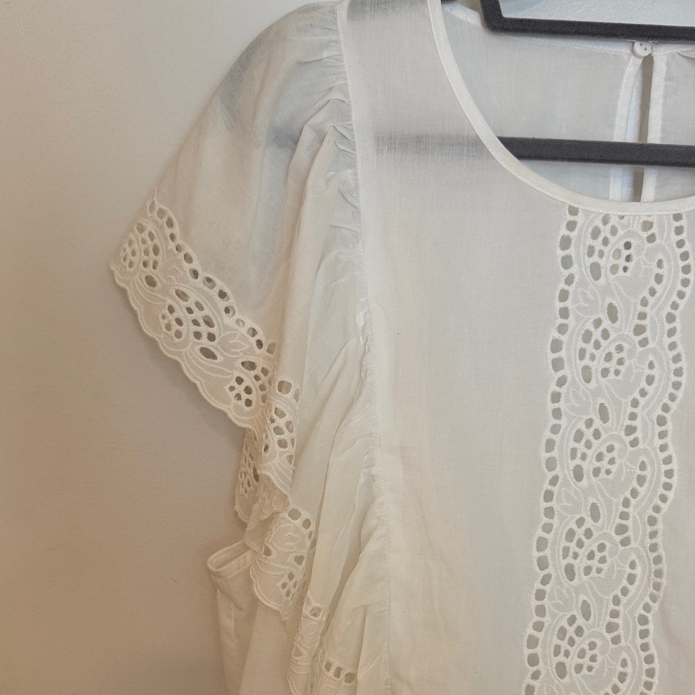 H&M White Eyelet Ruffle Blouse - Picture 4 of 8